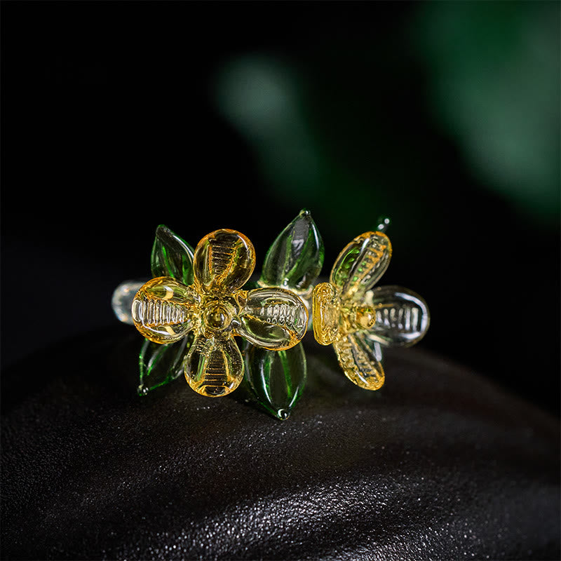 Buddha Stones Anillo de sabiduría de la flor de osmanto de Liuli - image 3