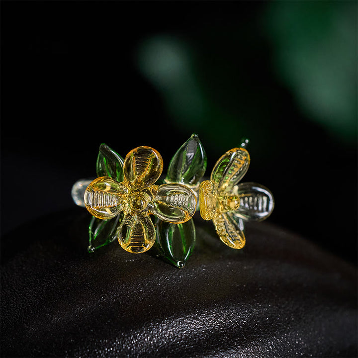 Buddha Stones Anillo de sabiduría de la flor de osmanto de Liuli - image 3