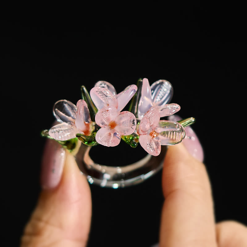 Buddha Stones Anillo de sabiduría con flor de pera Liuli - image 13