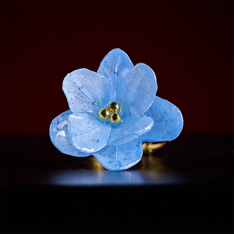 Buddha Stones Anillo de sabiduría con flor de hortensia Liuli - image 3