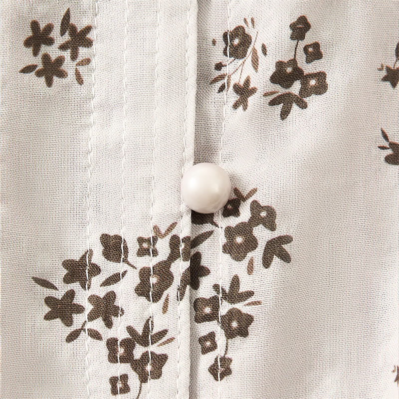 Buddha Stones Camisa informal de mujer con estampado floral y mangas tres cuartos con botones. - image 19