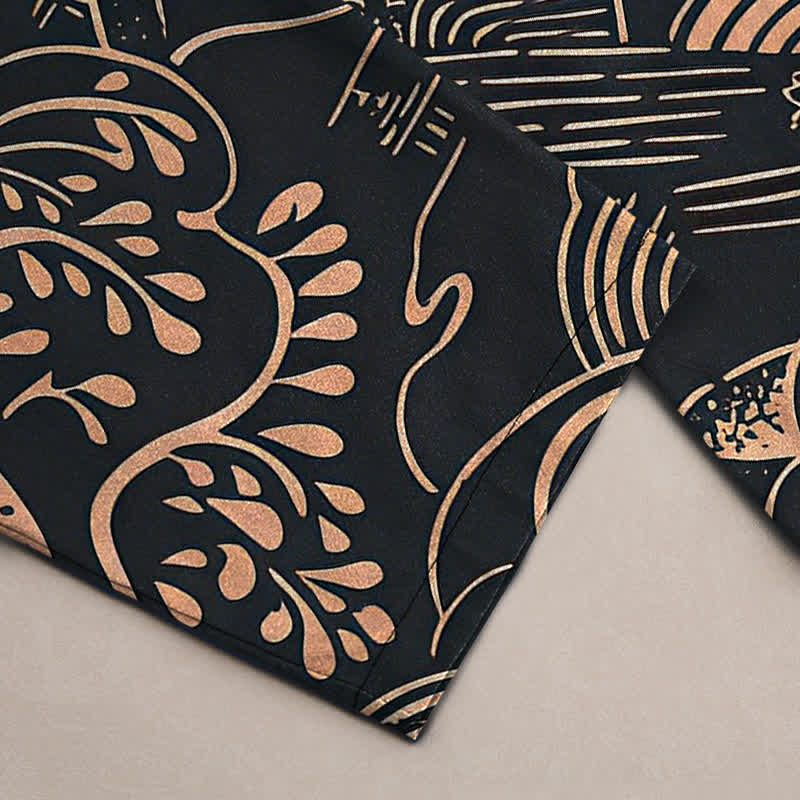 Buddha Stones Pantalones de hombre de algodón con estampado de paisaje oriental, corte cónico y bolsillos. - image 6
