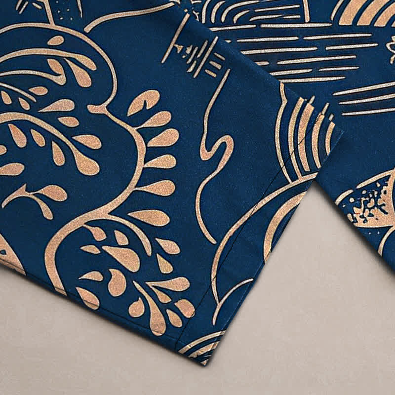 Buddha Stones Pantalones de hombre de algodón con estampado de paisaje oriental, corte cónico y bolsillos. - image 10