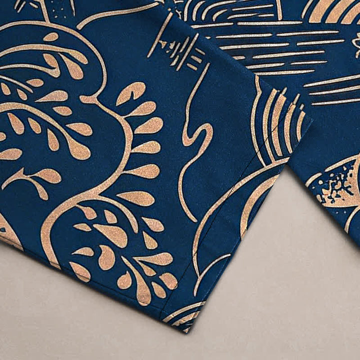 Buddha Stones Pantalones de hombre de algodón con estampado de paisaje oriental, corte cónico y bolsillos. - image 10