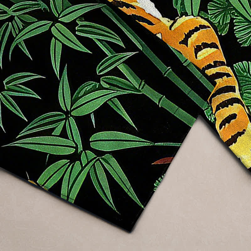 Buddha Stones Pantalones de algodón para hombre con estampado de tigre y corte ajustado, con bolsillos. - image 2