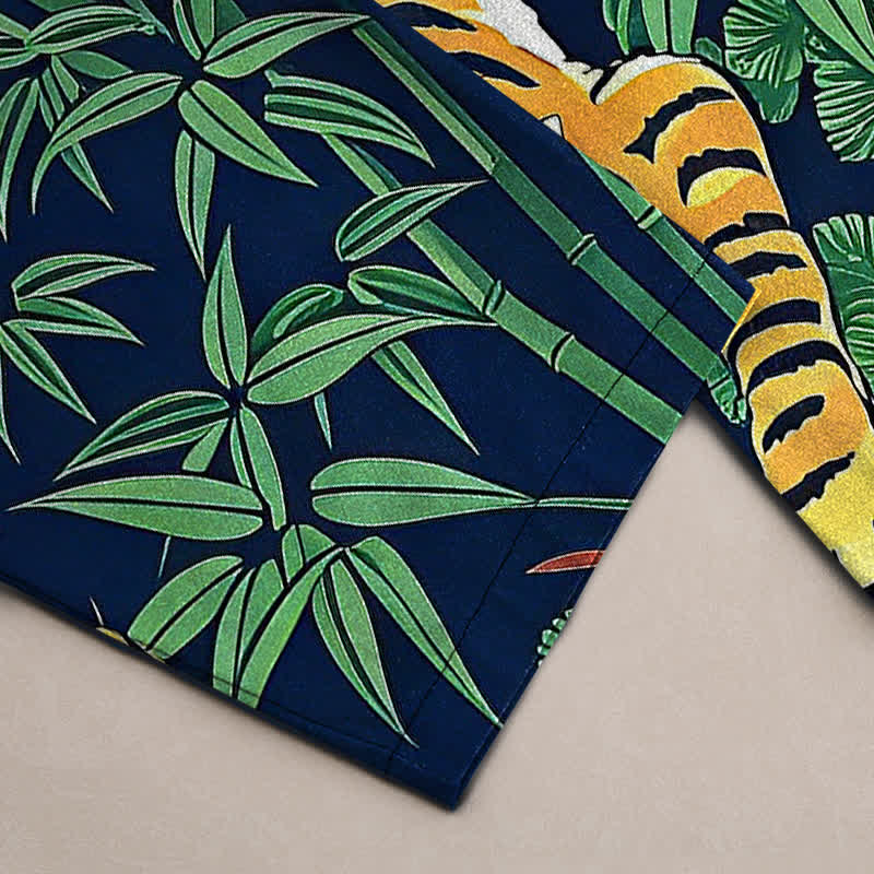 Buddha Stones Pantalones de algodón para hombre con estampado de tigre y corte ajustado, con bolsillos. - image 6