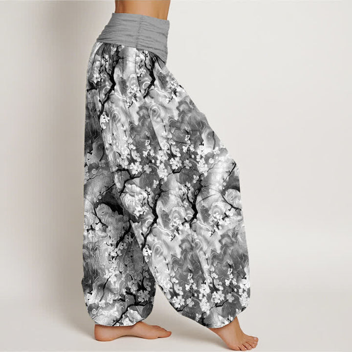 Buddha Stones Pantalones harem de algodón puro con estampado floral acuarela y cintura elástica para mujer. - image 10