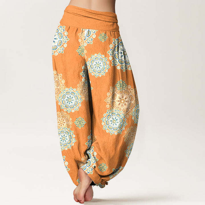 Buddha Stones Pantalones harem de algodón puro con estampado floral mandala variado para mujer, cintura elástica. - image 6