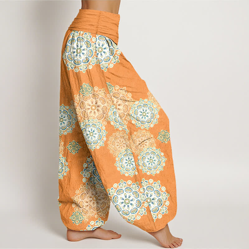 Buddha Stones Pantalones harem de algodón puro con estampado floral mandala variado para mujer, cintura elástica. - image 7