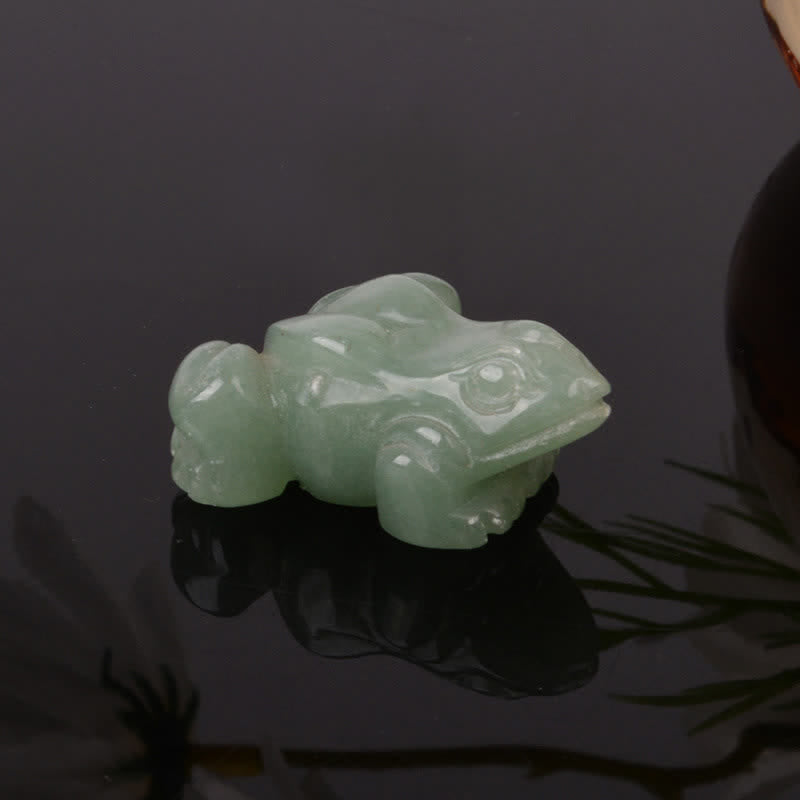 Buddha Stones Decoración con cristales y piedras de cuarzo transparente y aventurina verde natural con forma de rana para la riqueza. - Aventurina verde (Suerte ♥ Positividad) - image 0