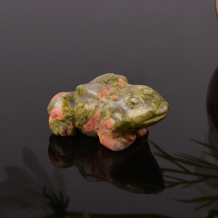 Buddha Stones Decoración con cristales y piedras de cuarzo transparente y aventurina verde natural con forma de rana para la riqueza. - Unakita (Equilibrio ♥ Puesta a tierra) - image 10