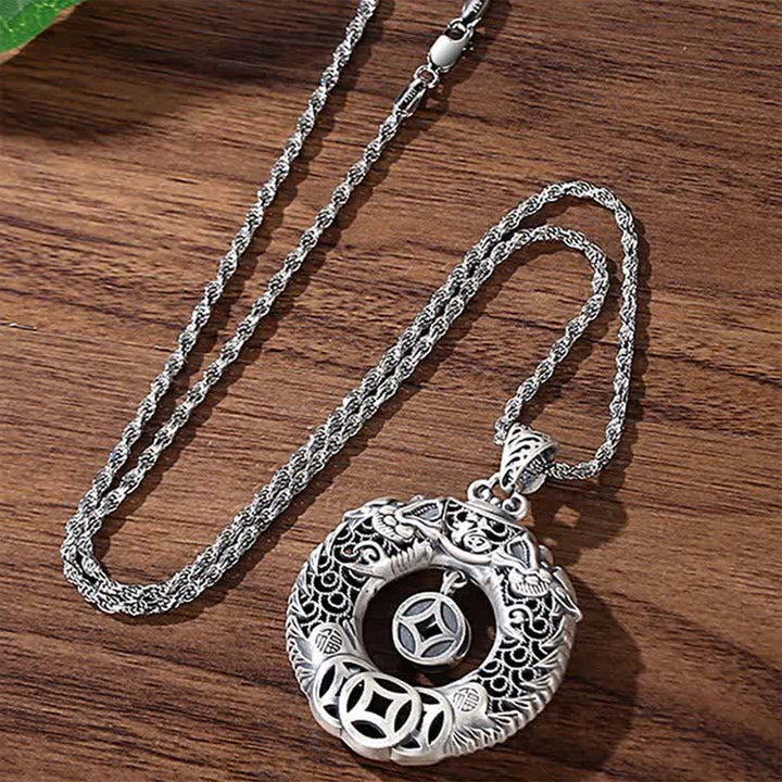 Buddha Stones Collar vintage con hebilla de la paz y el dragón de cobre, símbolo de la paz y la riqueza. - image 2
