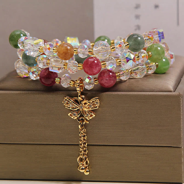 Buddha Stones Colgante de mariposa de turmalina Transformación Pulsera facetada de tres capas - image 2