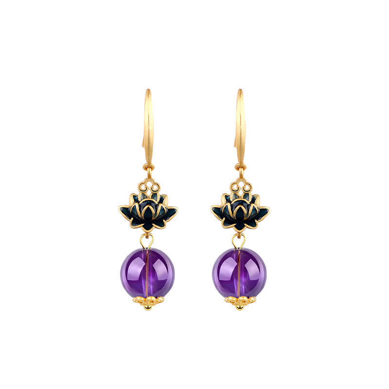Buddha Stones Pendientes colgantes de amatista Lotus Enlightenment - image 3