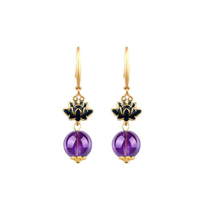 Buddha Stones Pendientes colgantes de amatista Lotus Enlightenment - image 3