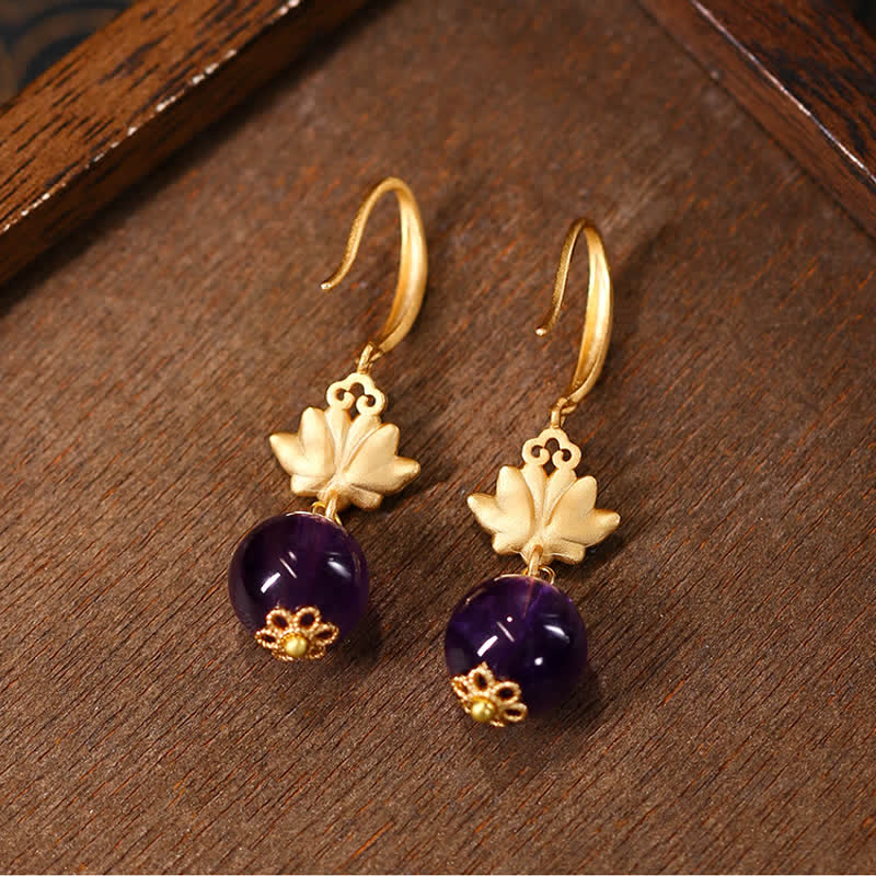 Buddha Stones Pendientes colgantes de amatista Lotus Enlightenment - image 2