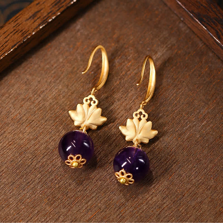 Buddha Stones Pendientes colgantes de amatista Lotus Enlightenment - image 2
