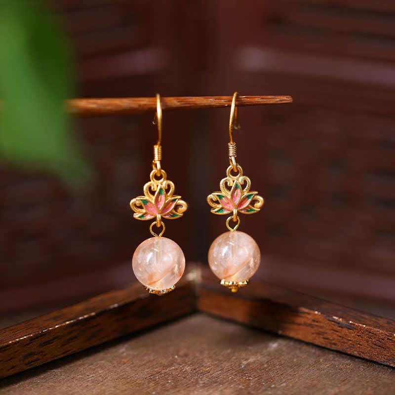 Buddha Stones Pendientes colgantes de esmalte con diseño de loto citrino y la iluminación. - Lotus (Iluminación ♥ Nuevos Comienzos) - Citrino (Abundancia ♥ Positividad) - image 0