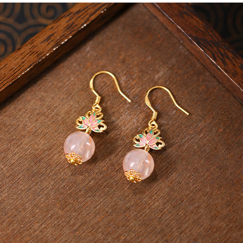 Buddha Stones Pendientes colgantes de esmalte con diseño de loto citrino y la iluminación. - image 1