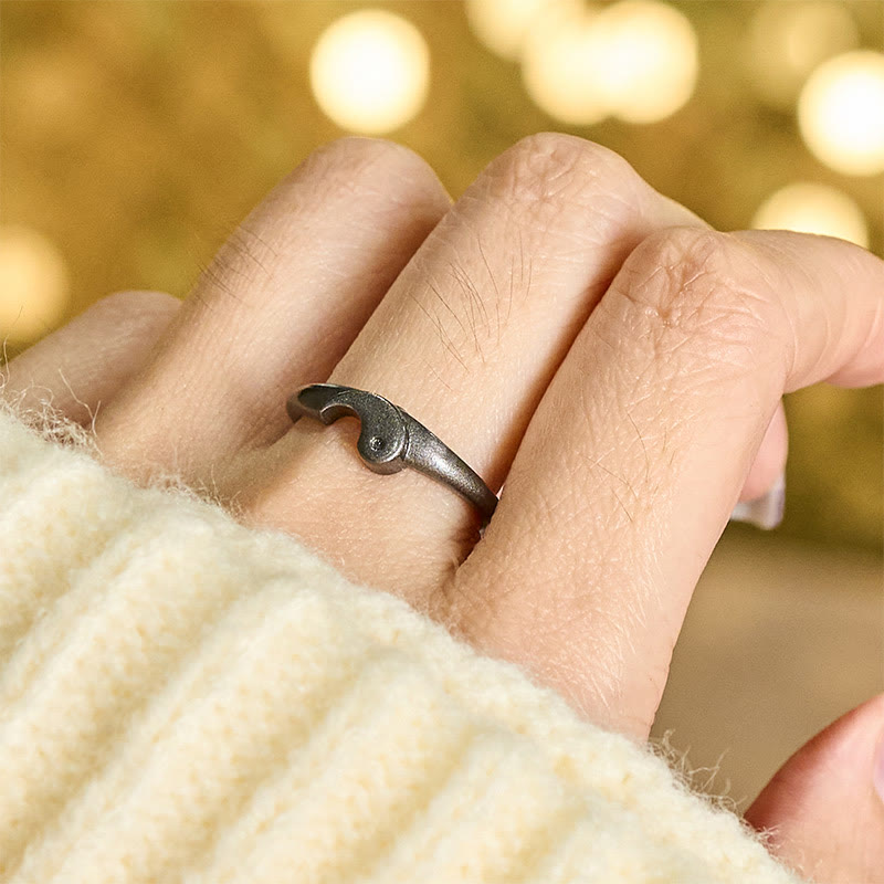 Buddha Stones Anillo ajustable de cobre texturizado estilo retro Yin Yang con diseño de armonía. - image 15