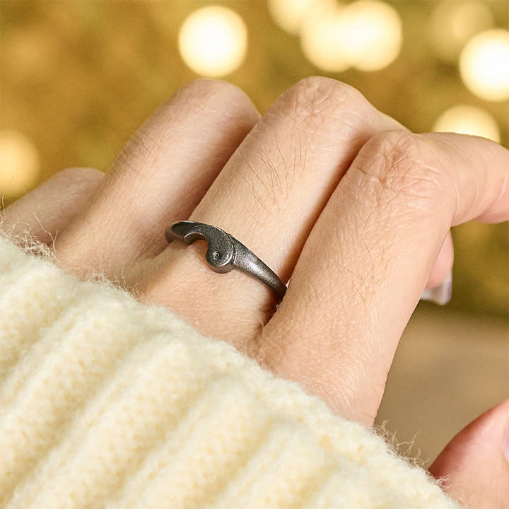 Buddha Stones Anillo ajustable de cobre texturizado estilo retro Yin Yang con diseño de armonía. - image 15