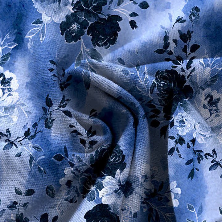 Buddha Stones Pantalones de mujer de algodón y lino con estampado floral, cintura elástica y pernera ancha con bolsillos. - image 3
