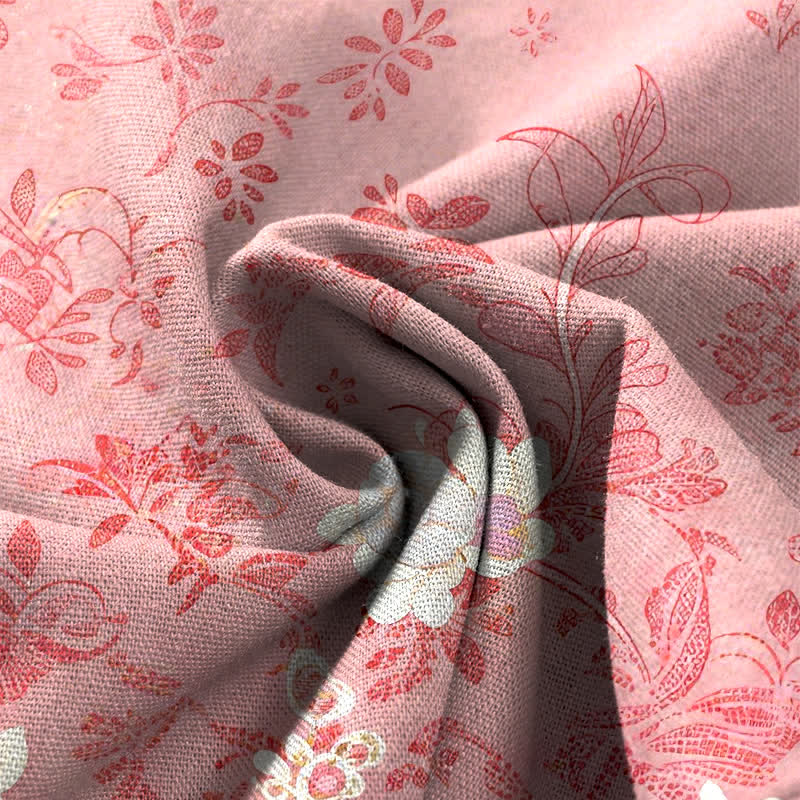 Buddha Stones Pantalones de mujer de lino y algodón con estampado floral romántico, cintura elástica y pernera ancha con bolsillos. - image 3