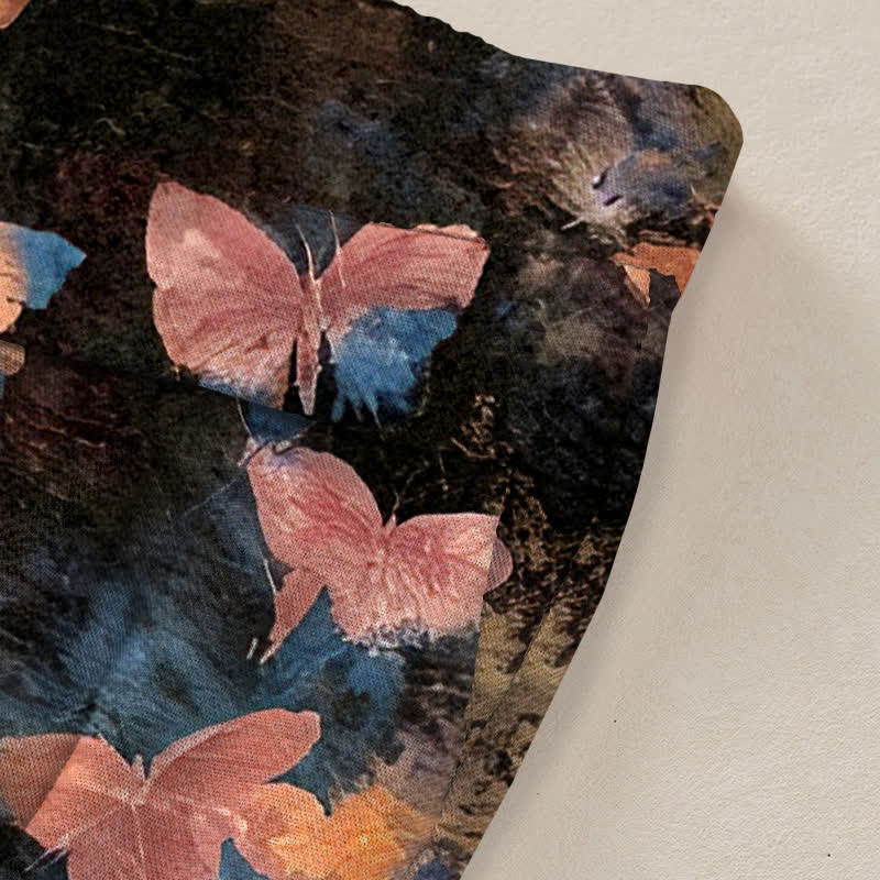 Buddha Stones Pantalones de mujer de algodón y lino con estampado de mariposas, cintura elástica y pernera ancha con bolsillos. - image 10