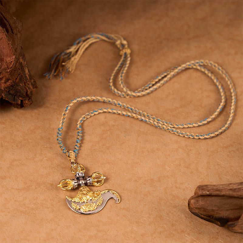 Buddha Stones Colgante de collar con dije de tótem tibetano tallado en relieve Vajra de cobre para conexión a tierra. - image 3