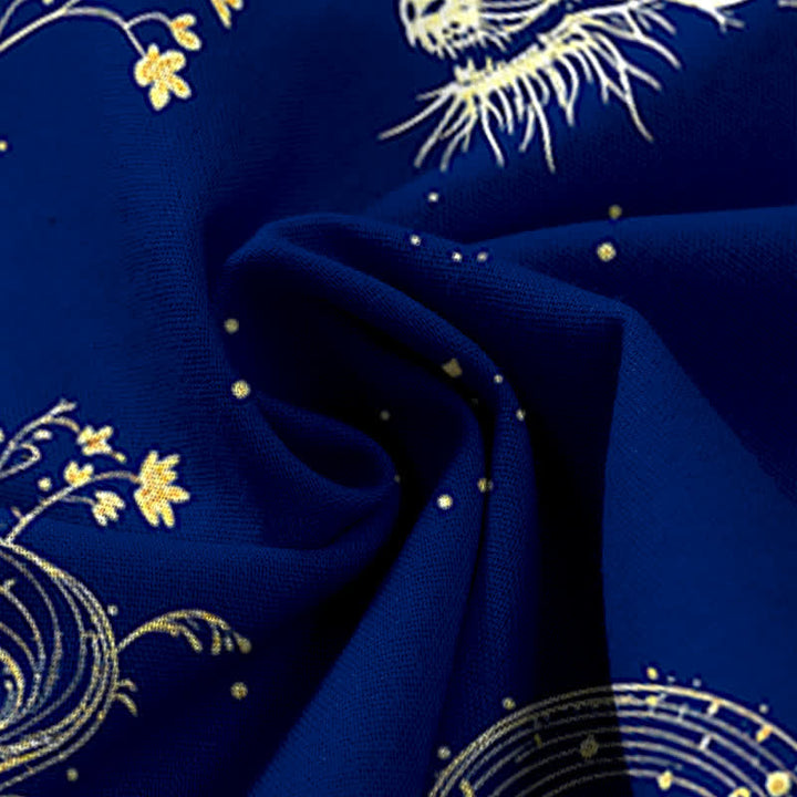 Buddha Stones Pantalones de mujer de algodón y lino con estampado de olas de dragón, cintura elástica y pernera ancha con bolsillos. - image 11