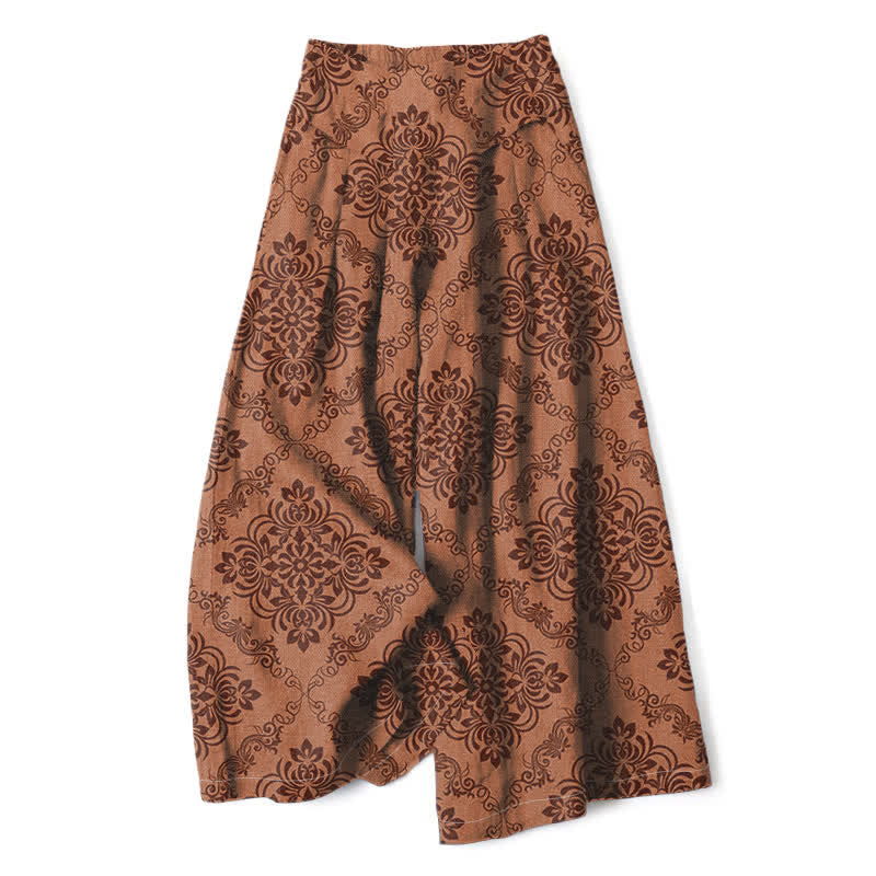 Buddha Stones Pantalones de mujer de algodón y lino con estampado floral barroco, cintura elástica y pernera ancha con bolsillos. - Perú - US16，UK/AU20，EU48 (3XL) - image 8
