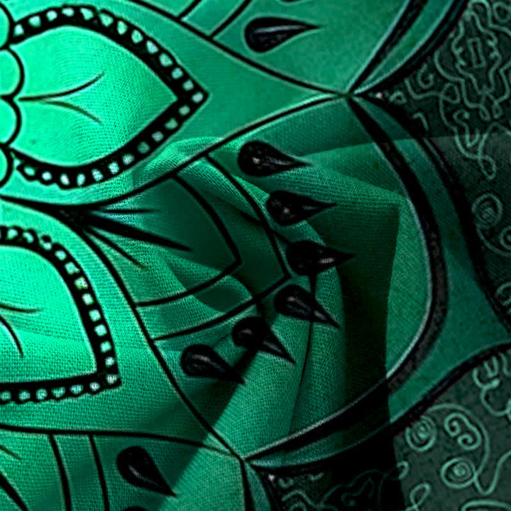 Buddha Stones Pantalones de mujer de algodón y lino con estampado de mandala, cintura elástica y pernera ancha con bolsillos. - image 4