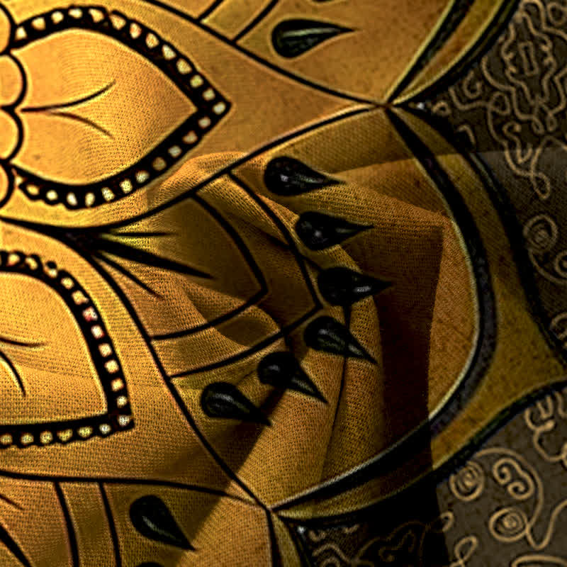 Buddha Stones Pantalones de mujer de algodón y lino con estampado de mandala, cintura elástica y pernera ancha con bolsillos. - image 14