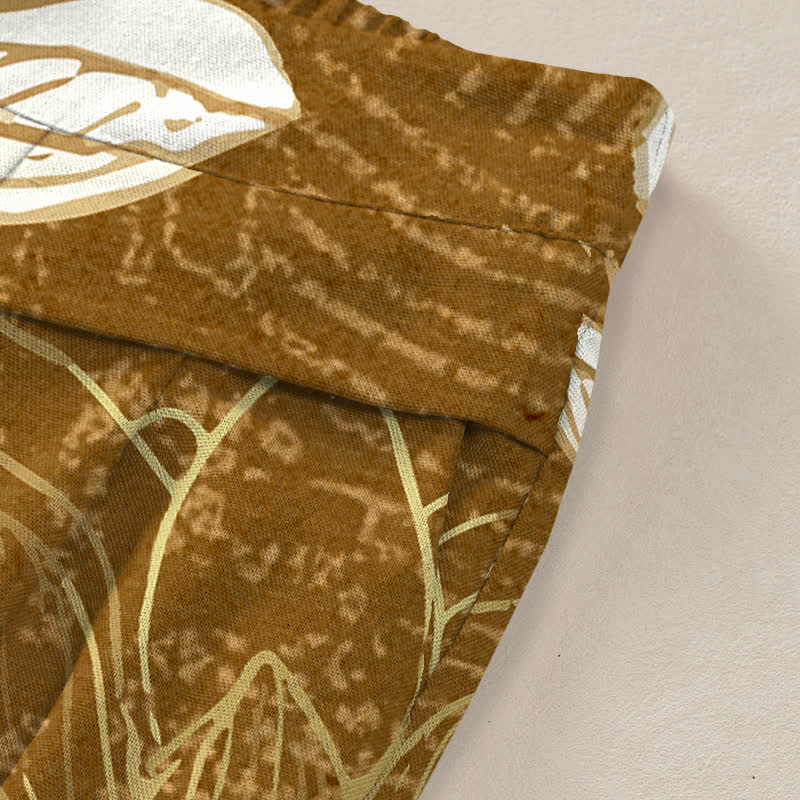 Buddha Stones Pantalones de mujer de lino y algodón con estampado de flor de loto, cintura elástica y pernera ancha con bolsillos. - image 10