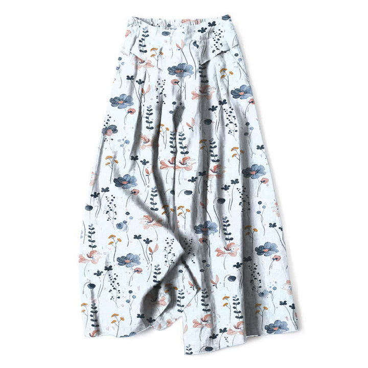 Buddha Stones Pantalones de mujer de algodón y lino con estampado floral, cintura elástica y pernera ancha con bolsillos. - AliciaAzul - US16，UK/AU20，EU48 (3XL) - image 8