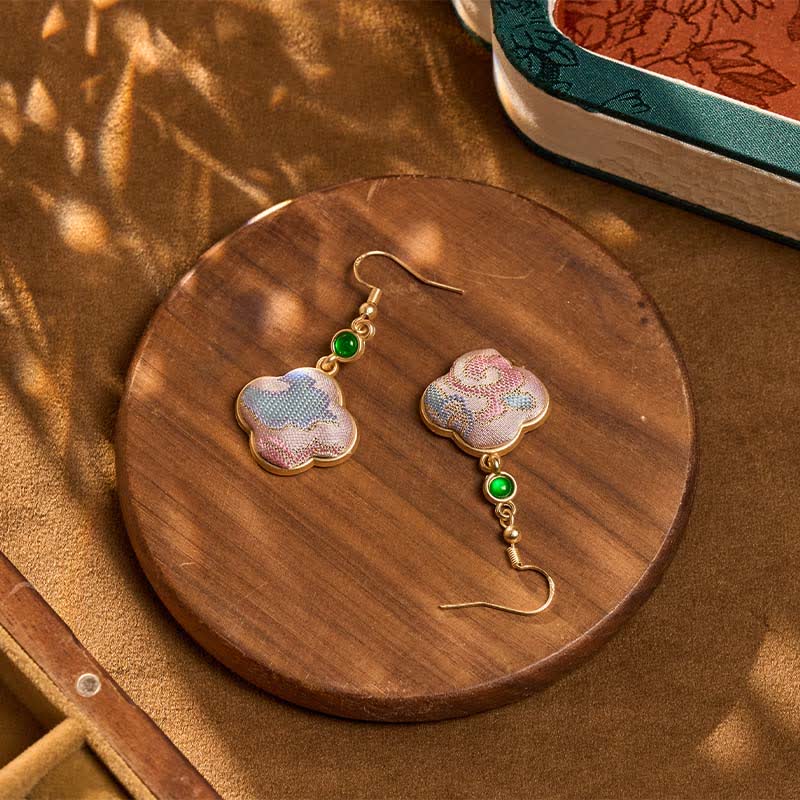 Buddha Stones Pendientes de seda artesanales con forma de flor y coloridos diseños en forma de lágrima. - image 3
