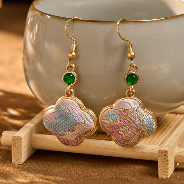 Buddha Stones Pendientes de seda artesanales con forma de flor y coloridos diseños en forma de lágrima. - image 2