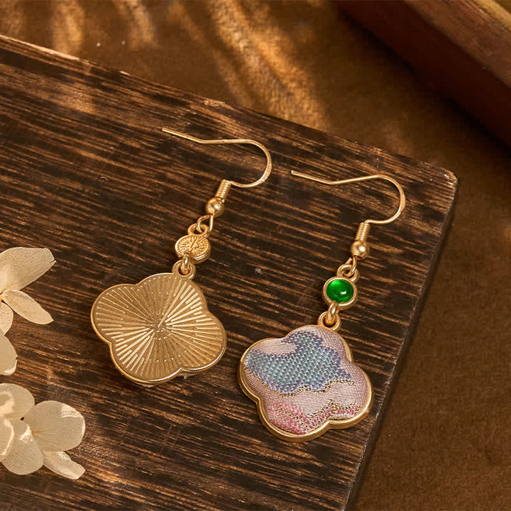 Buddha Stones Pendientes de seda artesanales con forma de flor y coloridos diseños en forma de lágrima. - image 4