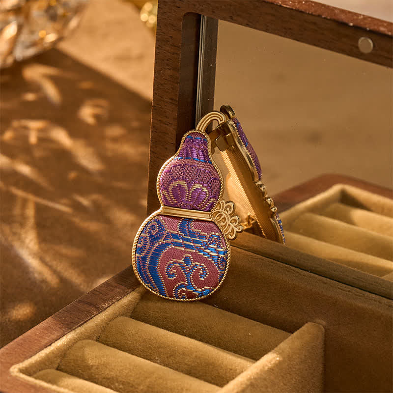 Buddha Stones Broche chino nuevo con diseño floral en forma de calabaza, hecho a mano con brocado Song. - image 2