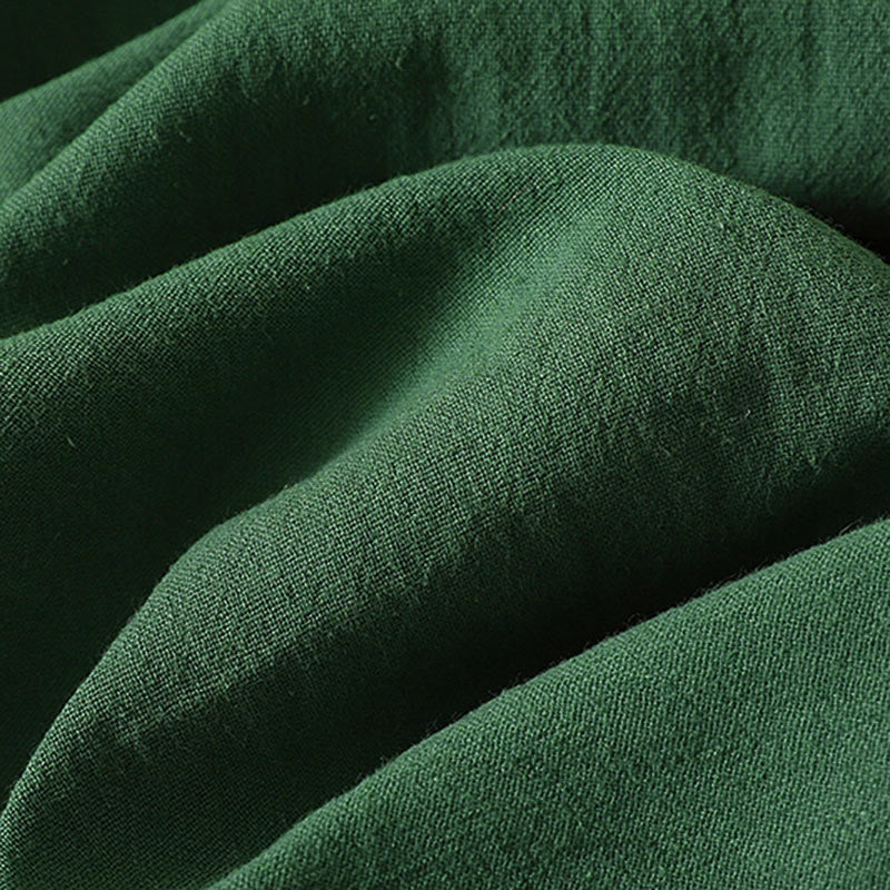 Buddha Stones Vestido de verano sin mangas para mujer, color verde liso, cuello mandarín y abertura lateral. - image 8
