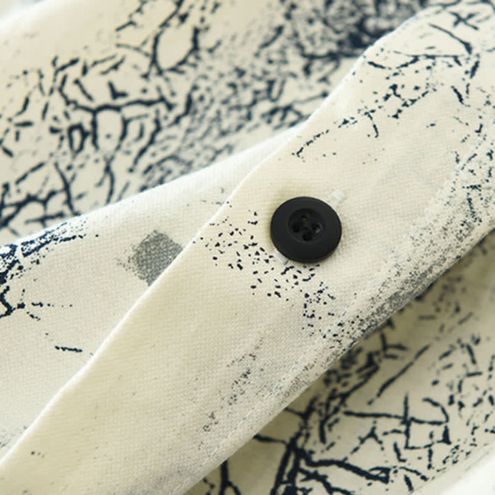 Buddha Stones Camisas de manga corta para hombre, estilo casual de verano, con estampado abstracto de grietas, botones y bolsillo de parche. - image 7