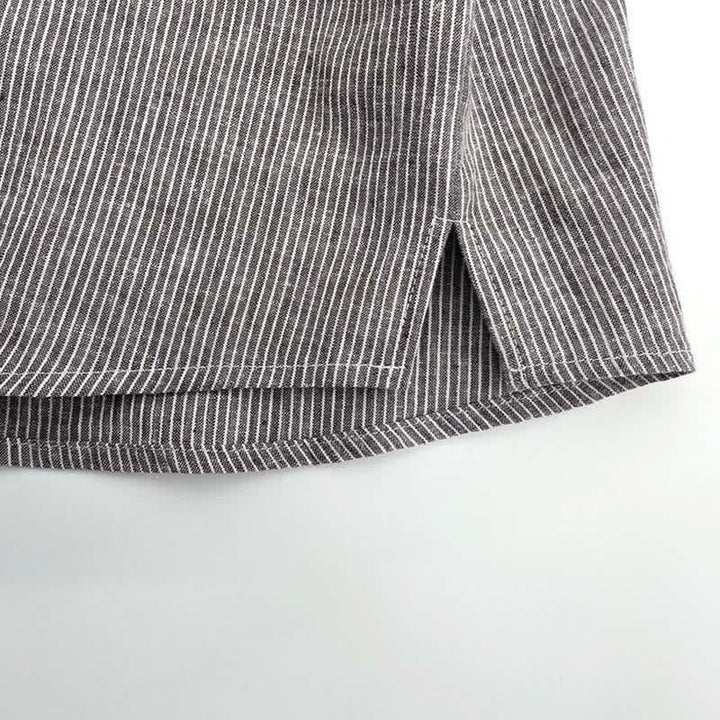 Buddha Stones Camisas de manga corta para hombre con medio botón y finas rayas, ideales para el verano. - image 8
