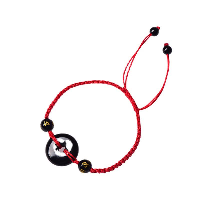 Buddha Stones Pulsera trenzada de protección con hebilla de paz de obsidiana negra - image 10