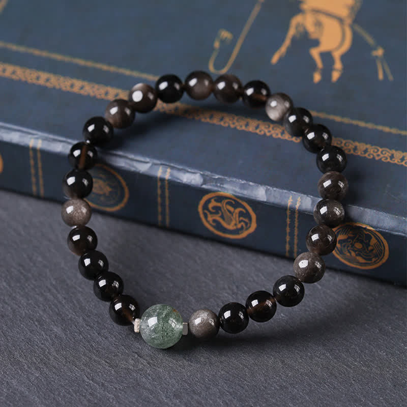 Buddha Stones Pulsera redonda china nueva tejida a mano con obsidiana negra para conexión a tierra - image 2