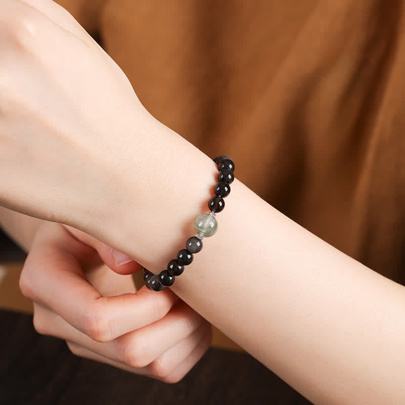 Buddha Stones Pulsera redonda china nueva tejida a mano con obsidiana negra para conexión a tierra - image 8