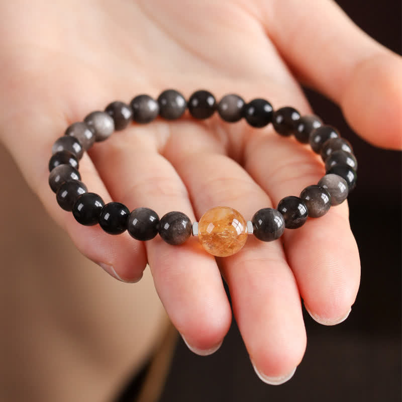 Buddha Stones Pulsera redonda china nueva tejida a mano con obsidiana negra para conexión a tierra - image 3