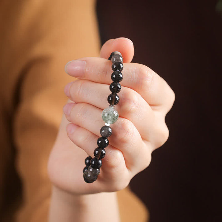 Buddha Stones Pulsera redonda china nueva tejida a mano con obsidiana negra para conexión a tierra - image 4