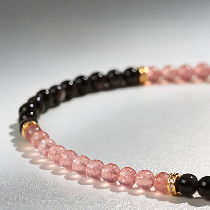 Buddha Stones Pulsera envolvente de calabaza con alambre de oro y cuarzo fresa, símbolo de bendición del amor - image 8