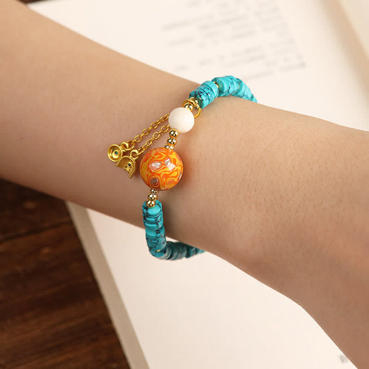 Buddha Stones Pulsera de cuentas de disco chinas nueva, hecha a mano, de Turquoise Communication - image 7