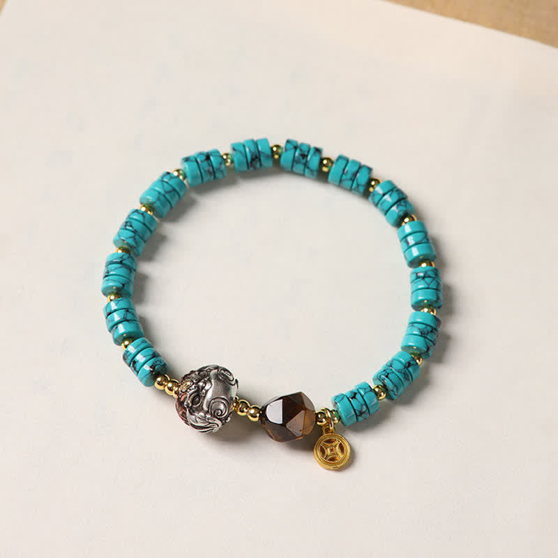 Buddha Stones Pulsera de cuentas de disco chinas nueva, hecha a mano, de Turquoise Communication - image 3